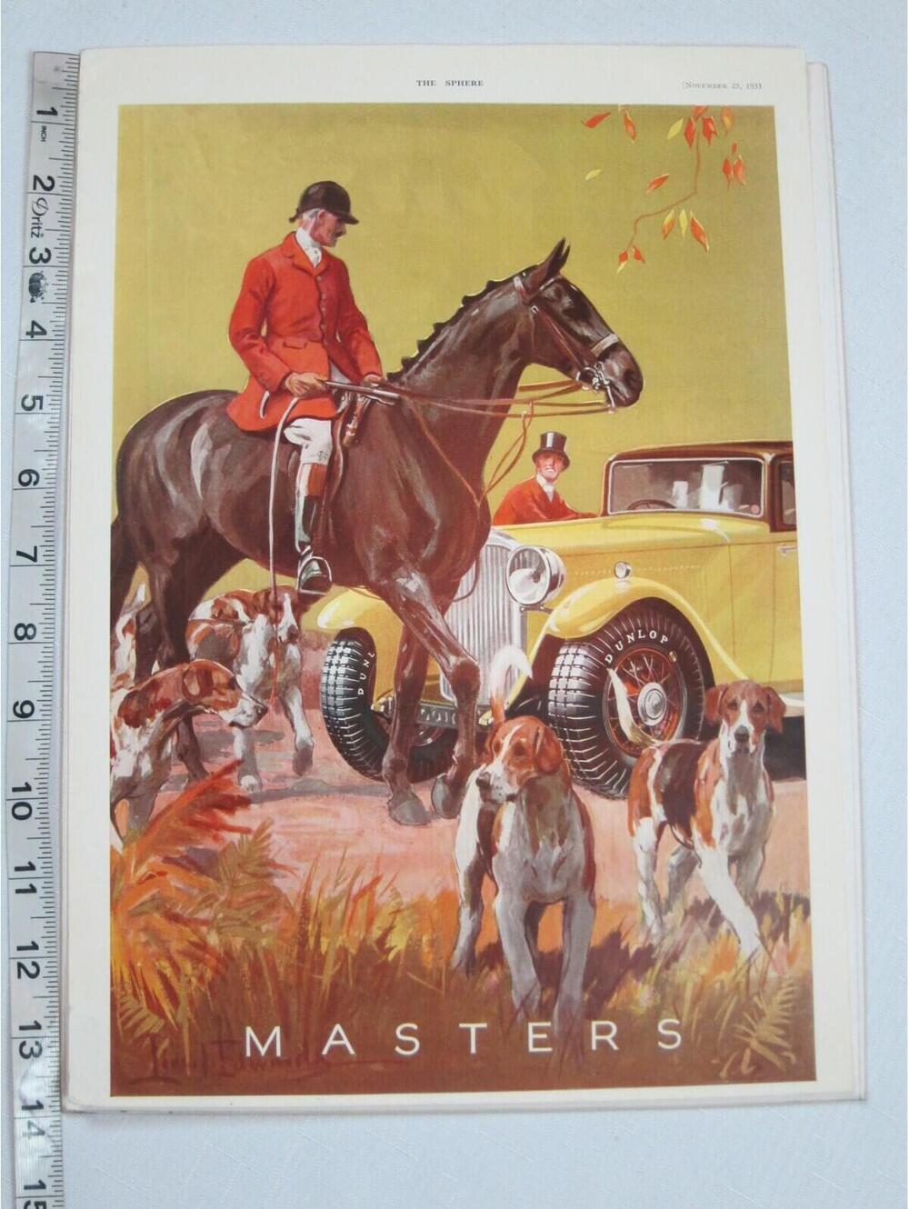 Vintage 1933 Dunlop Tire Automobile MASTERS Sphere Magazine Advertisement RARE - Picture 8 of 12